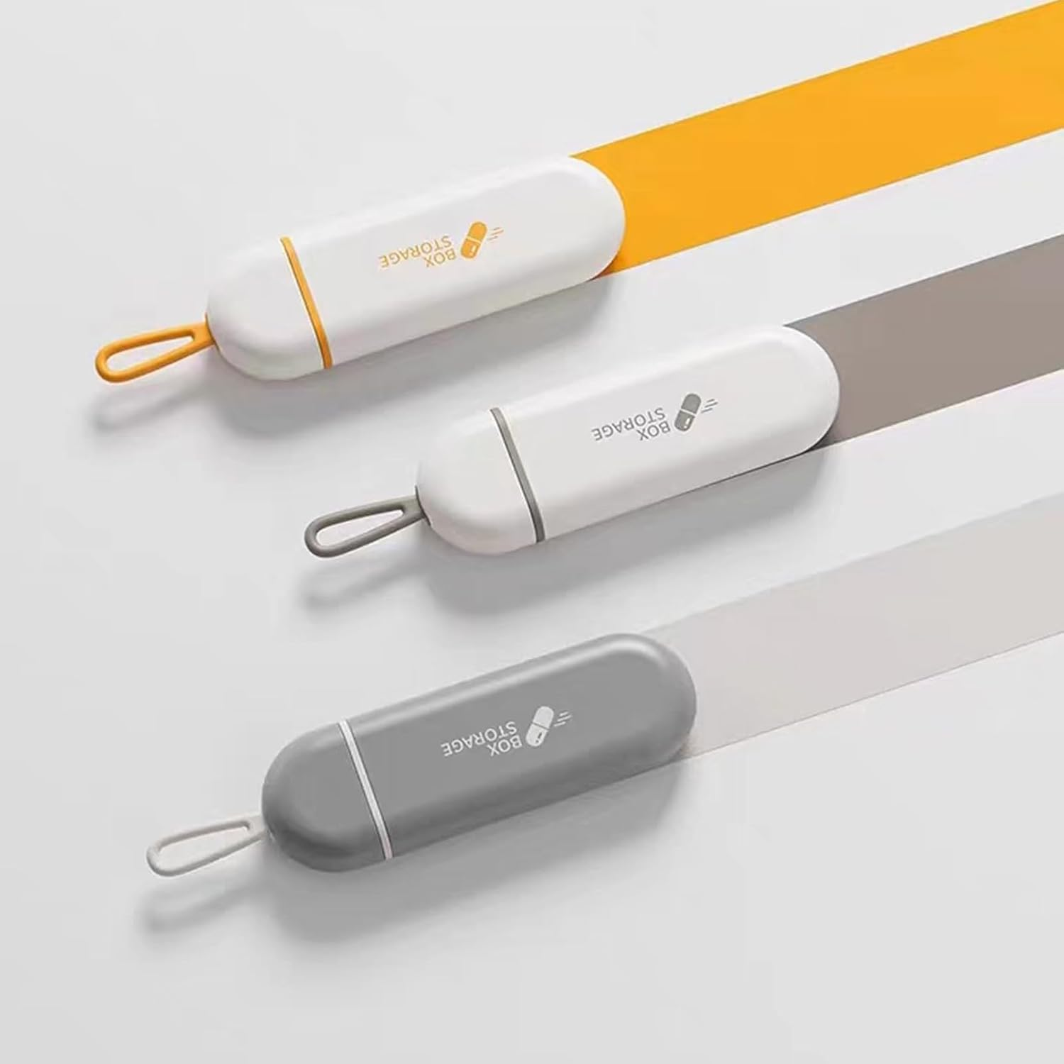 Daily Pill Box Organiser, Small Portable Pill Case for Travel Pocket Purse, Waterproof Pill Container Organizer 3 Compartments, Mini Storage Box for Small Accessories (Grey) - White image number 6