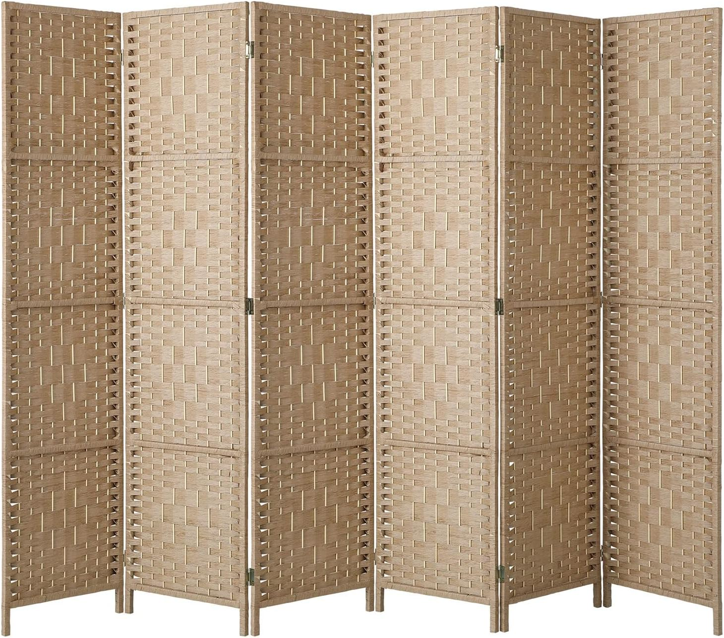 Oikiture Room Divider 6 Panel Screen Wood image number 6
