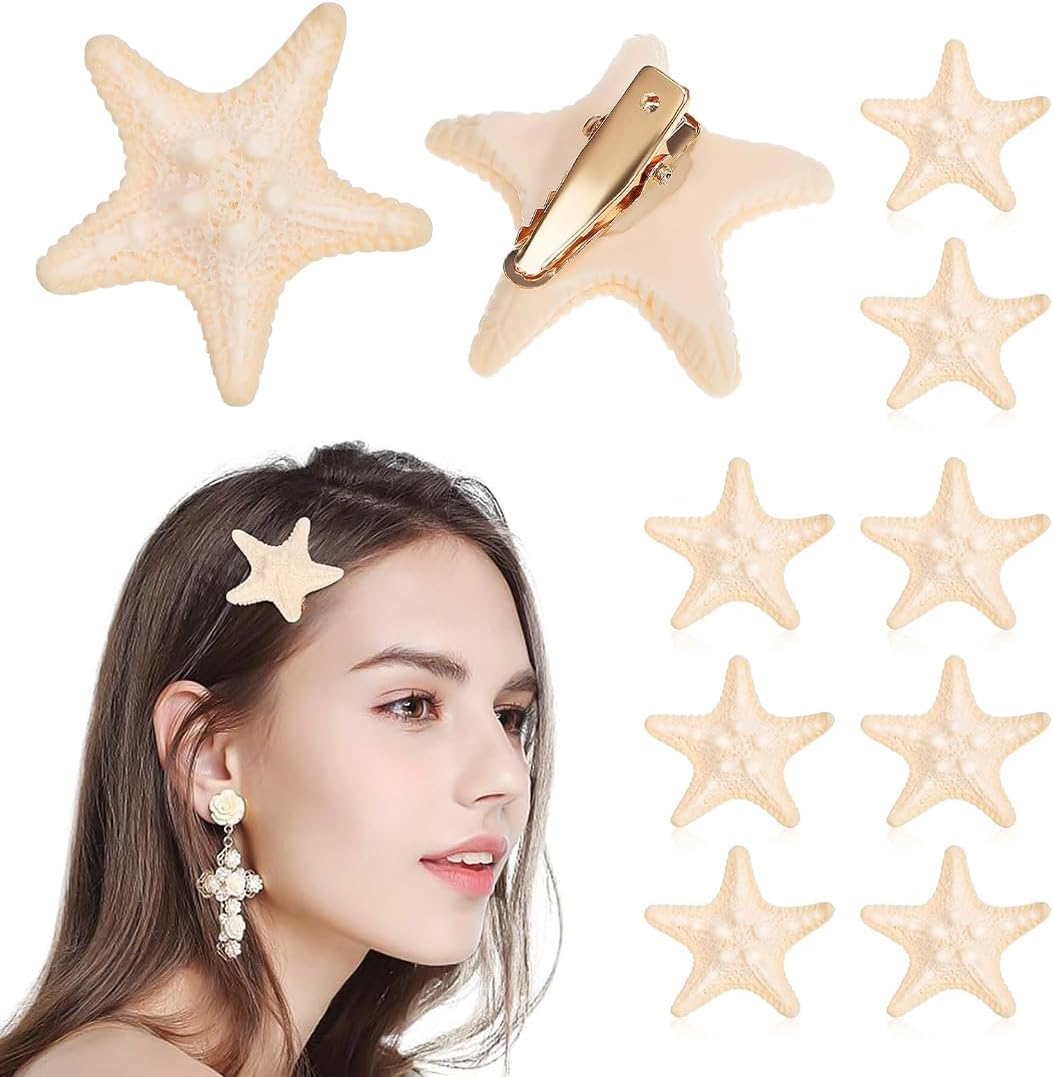 CATOR Starfish Hair Clips Kids, Pack of 10 Resin Mermaid Hair Accessories, Mermaid Hair Accessories, Children'S Hair Clips Set, Starfish Decoration for Everyday Use and Parties image number 5