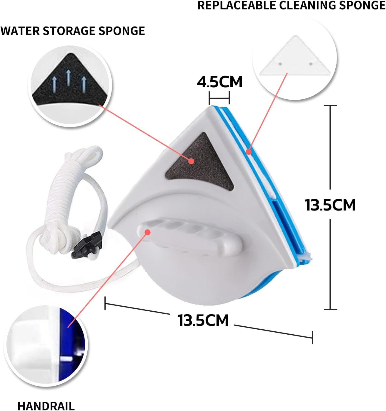 Double Sided Magnetic Window Wiper Comes with 38 Accessory Sets Glazed Window Glass Wiper Will Adjustable Magnetic Slidin Cleaning Brush Suitable for High Rise Buildings 3-8Mm Home Single Layer Glass image number 3