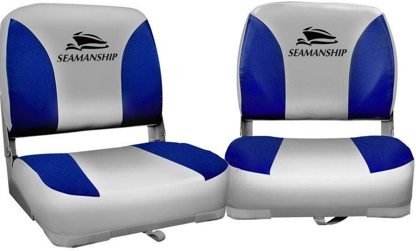 Seamanship Boat Seats, Set of 2 Folding Seat Swivel Chair Floor Chairs Marine Seating Fishing Outdoor Accessories, All Weather Conditions Stainless Steel Blue image number 5