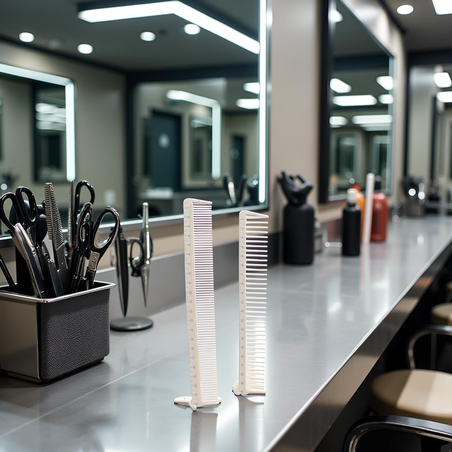 2Pcs White Professional Hair Cutting Combs Set, Salon Hair Styling Measure Combs, anti Hairdressing Barber Styling Tools and Appliances image number 3