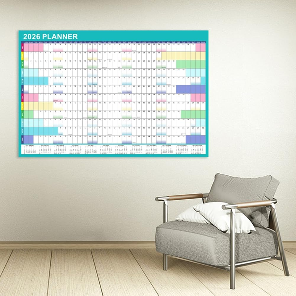 Geli 2026 Planner with 155 Pieces Sticker and 4 Marker Pens, Erasable Wall Calendar, 92 X 61 Cm, Academic Year Planner, January to December image number 5