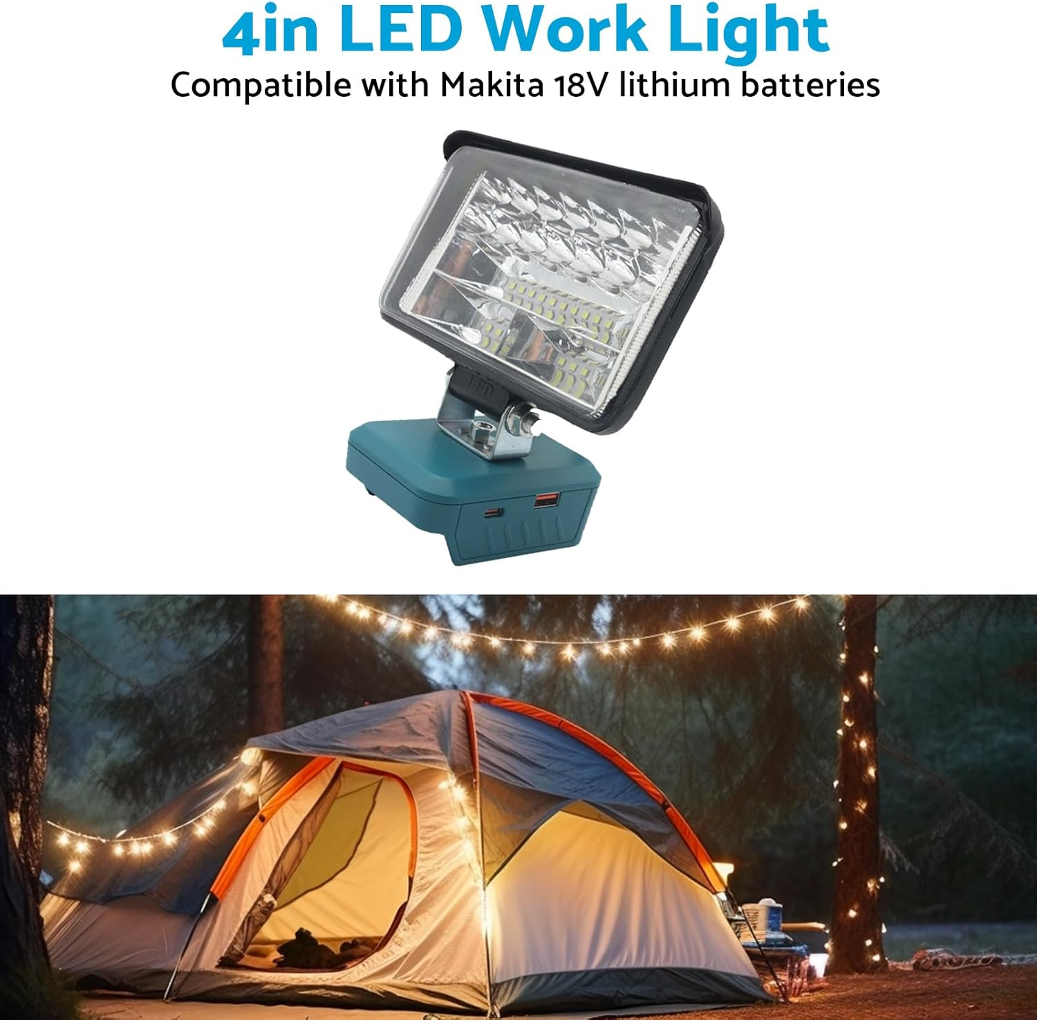 MAX COOL 3''/4''/8'' LED Work Light Suitable for Makita 18V Li-Ion Battery Workshop Flashlights Torch Camping image number 3