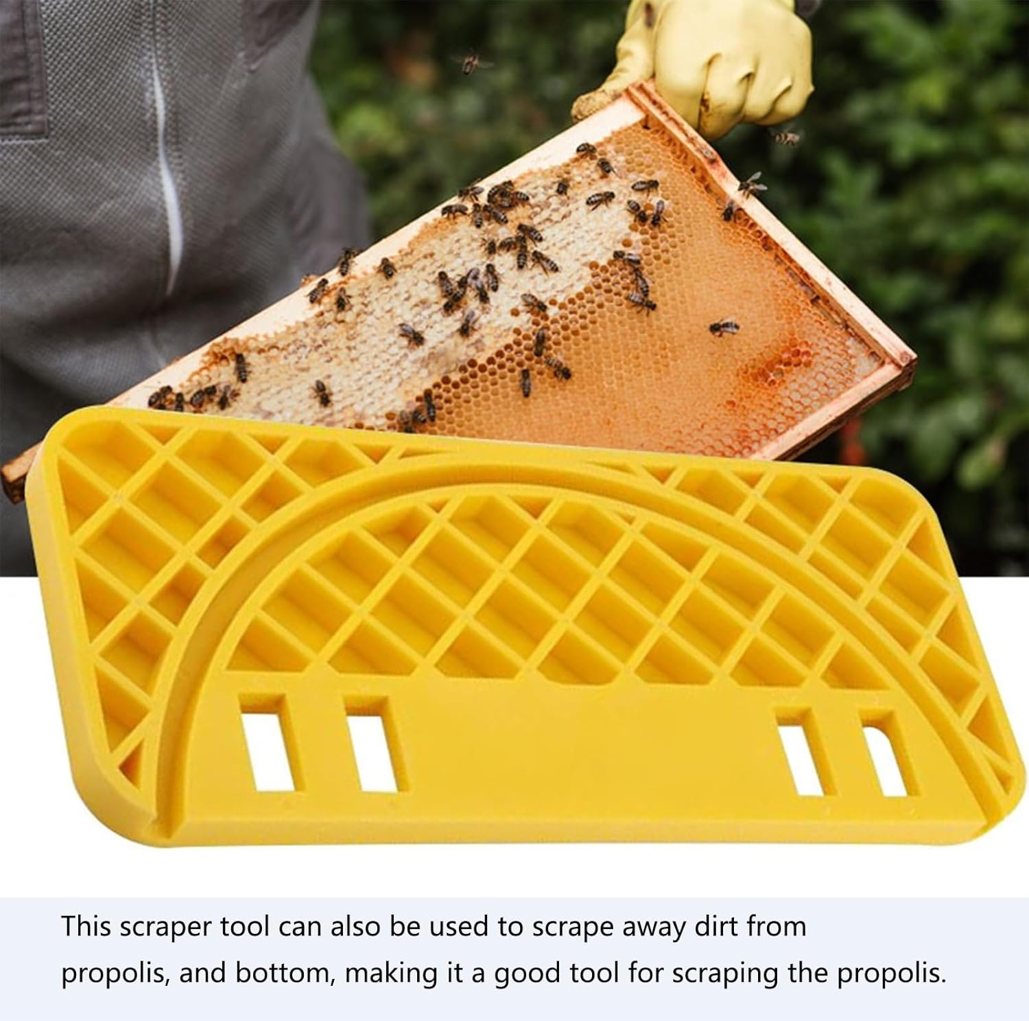 Honey Uncapping Tank Holder, Plastic Honey Bucket Scraper Tool, Beekeeper Flat Honey Shelf for Hive Cleaning Tool Beehive Frame Holder Shelf Yellow Color image number 6