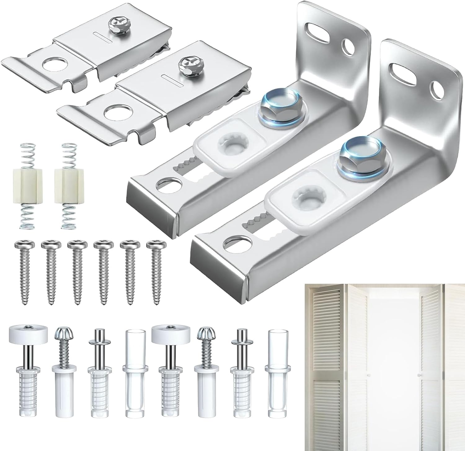 Bifold Door Track Hardware, Bifold Door Replacement Hardware for Closet Door, Sliding Door Parts Includes Top and Bottom Bracket, Guides Wheel for Wood image number 5