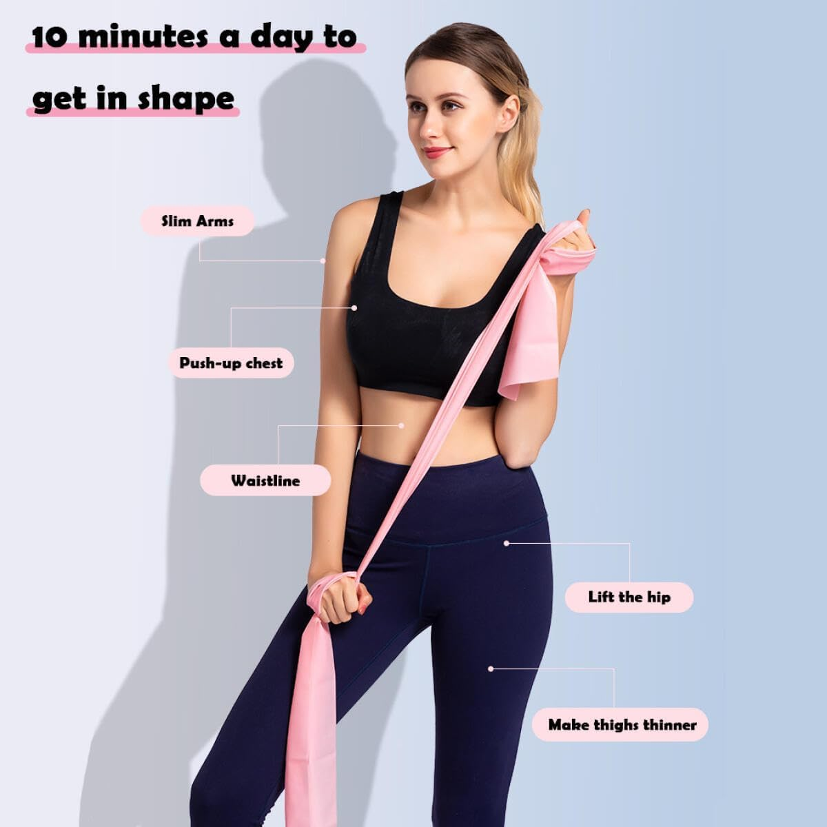 Resistance Exercise Bands, 2Pcs Exercise Elastic Straps for Yoga Pilates, Workout Strength Training Bands image number 2