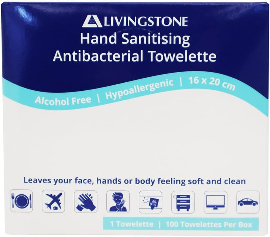 Livingstone Hand Sanitising Alcohol-Free Antibacterial Towelette Wipe 16 X 20Cm Box of 100 image number 5