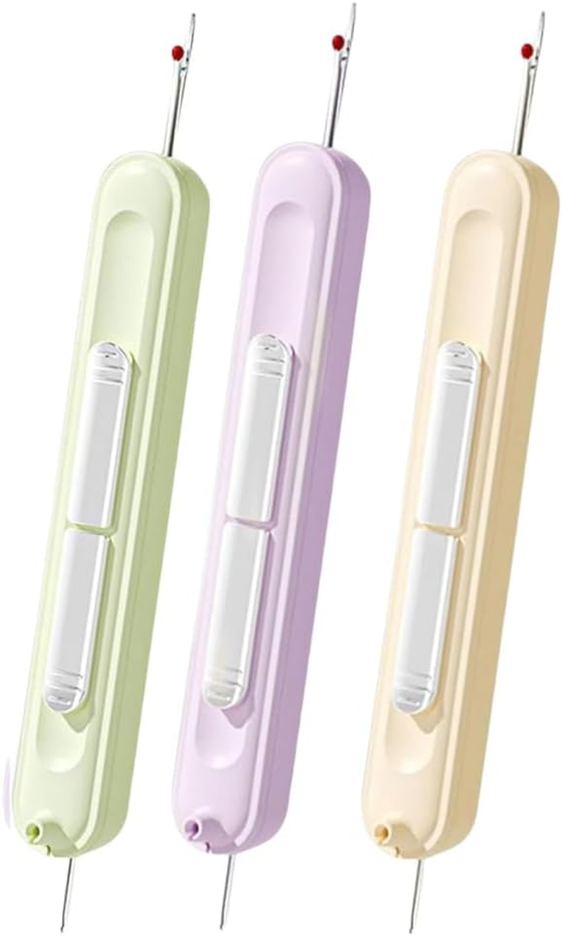 3Pcs 2 in 1 Needle Threader Seam Ripper Tool, Thread Remover Tool for Hand Sewing, Cross Stitch, Embroidery and Thread Removal (3 Colours) image number 3