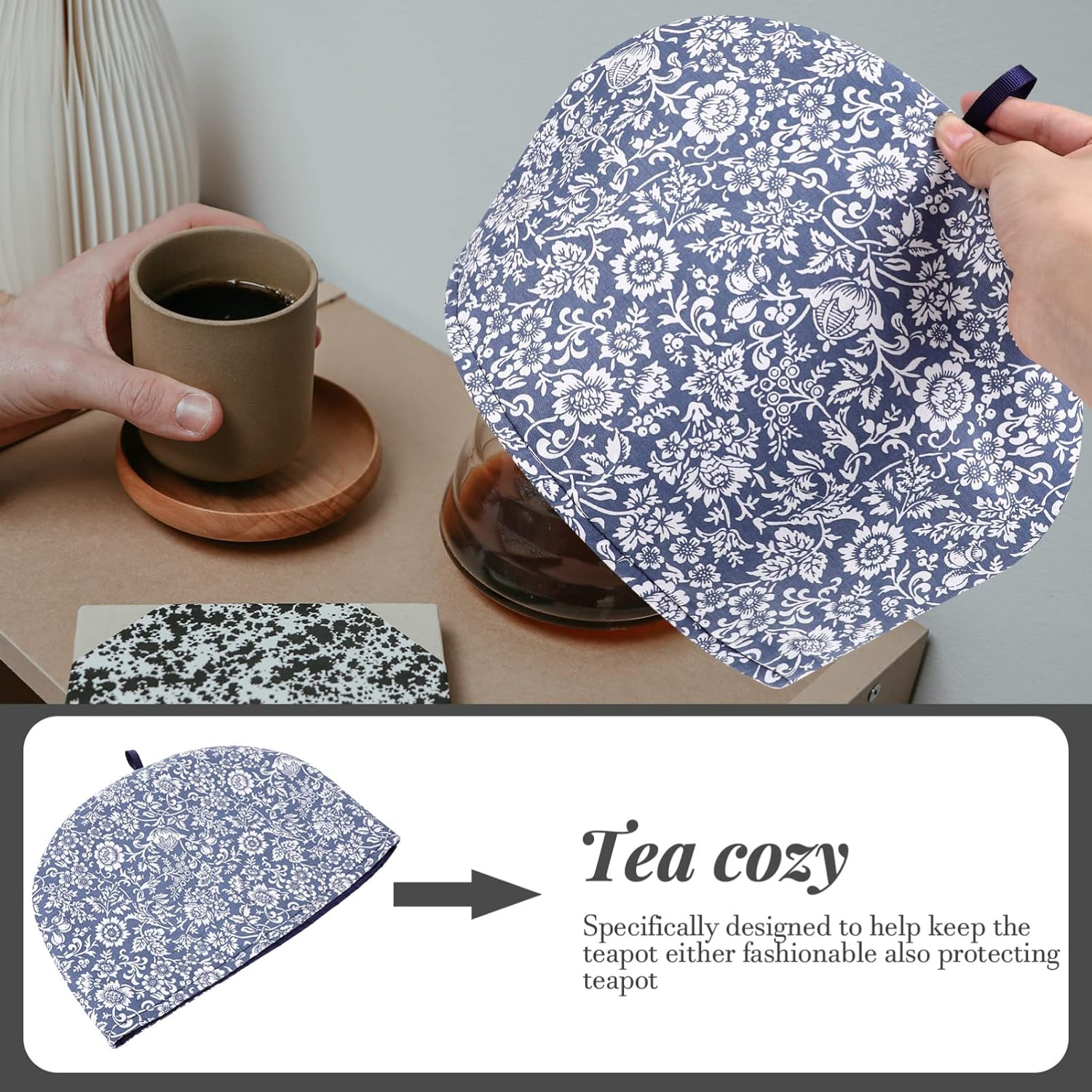 Tea Cozy for Teapot, Anti- Scald Cotton Teapot Cover Keep Warm Tea Kettle Quilt for Home Kitchen Hotel Restaurant - Assorted Color 3 image number 4