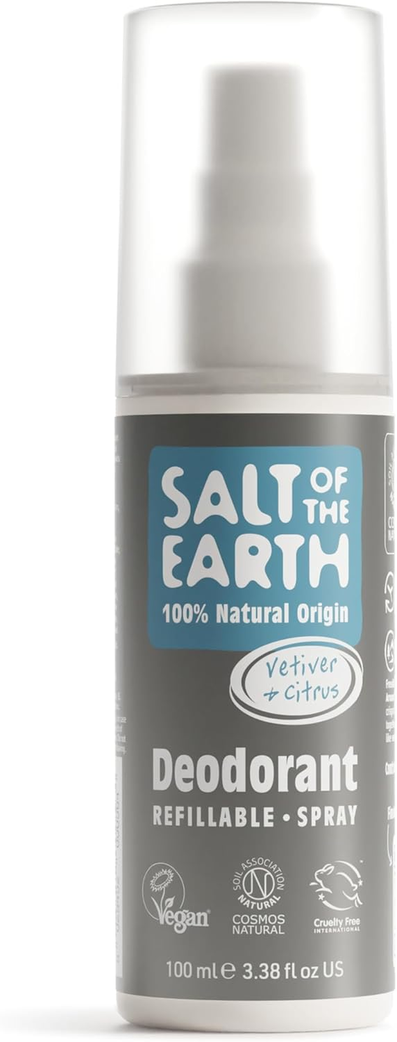 Salt of the Earth Natural Deodorant Spray for Men, Pure Armour Vetiver & Citrus - Vegan, Long-Lasting Protection, Cruelty Free - 100 Ml