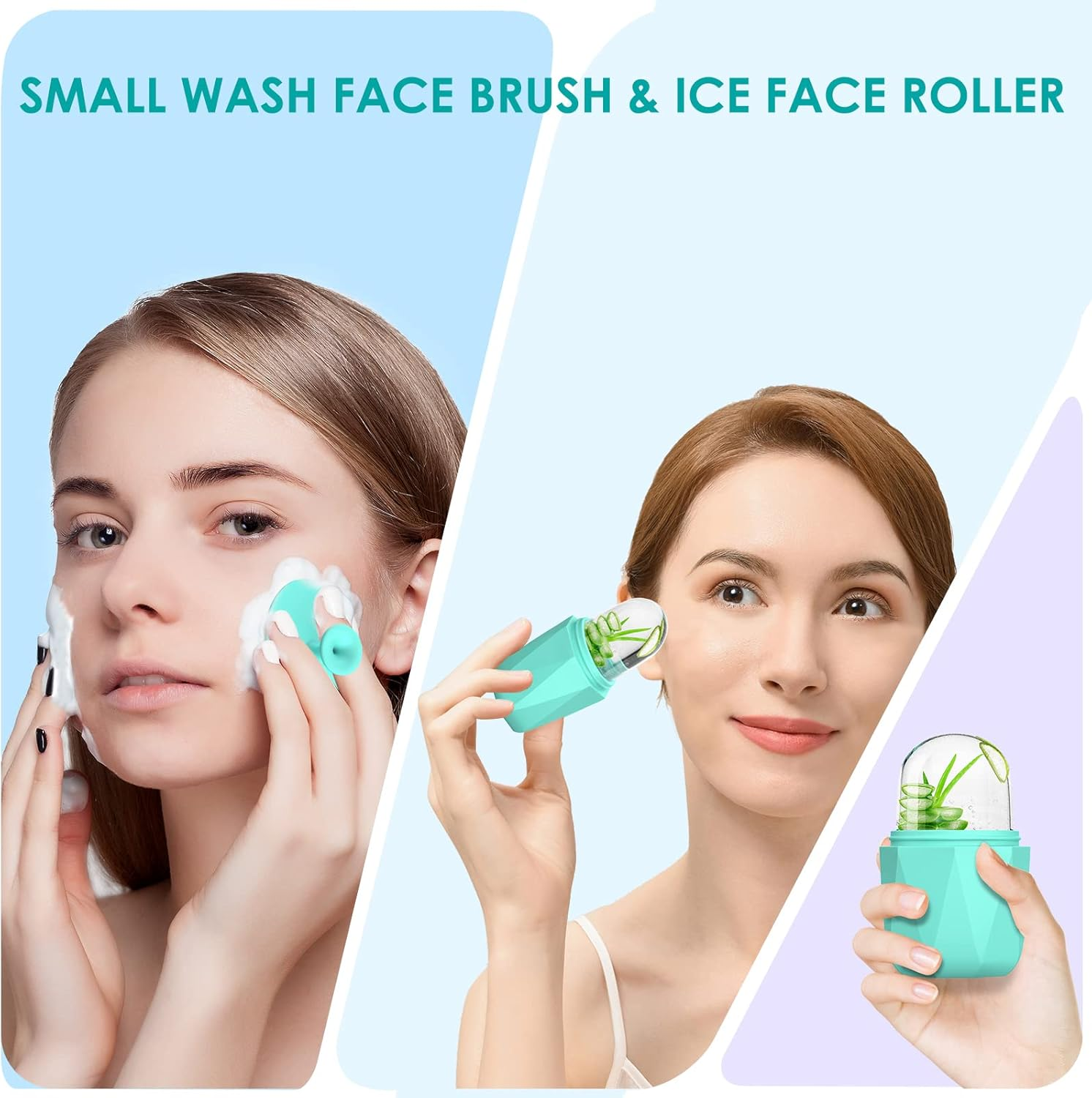 Simpeak 2Pcs Ice Roller for Face Eyes Neck, Reusable Silicone Ice Roller for Face & Eye Puffiness, Ice Face Roller Skin Care image number 4