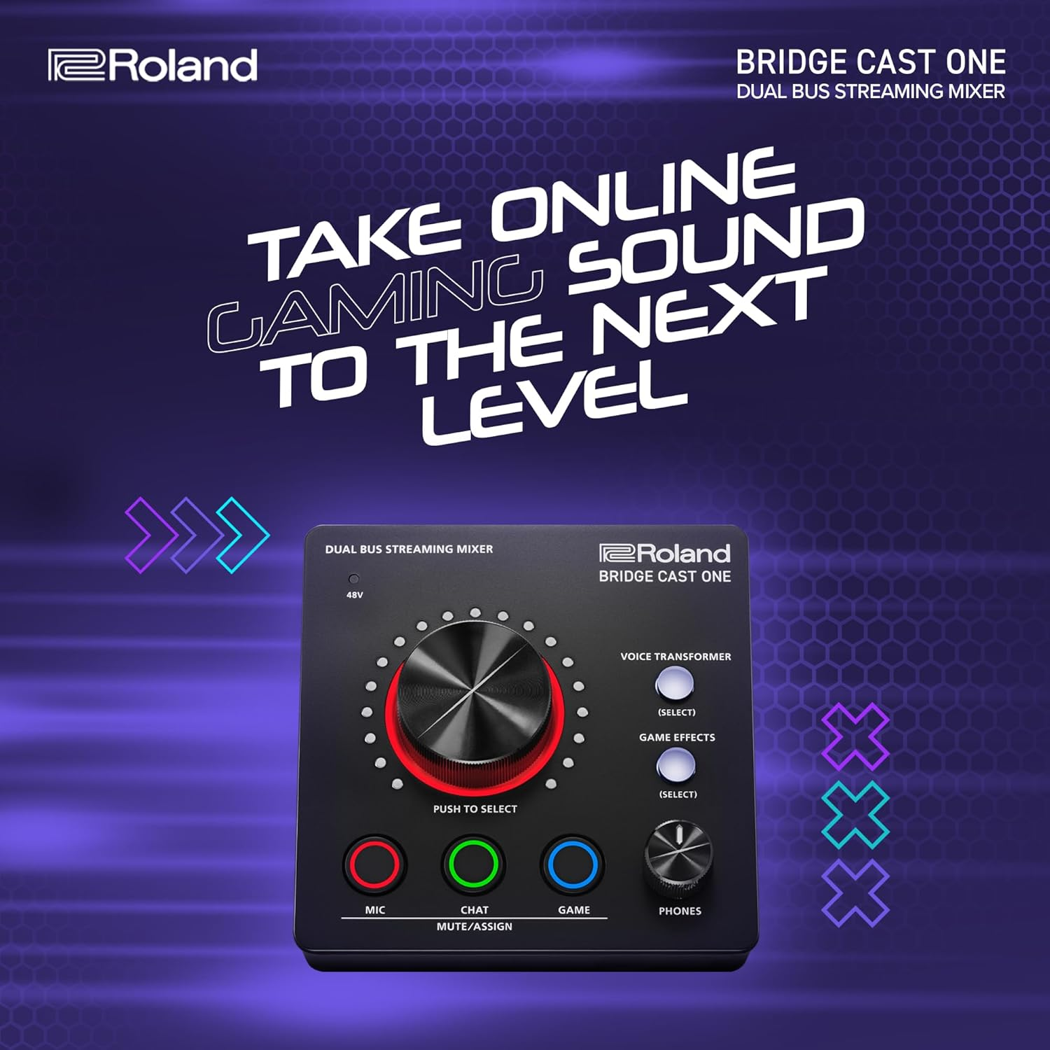 Roland Bridge Cast One Dual Bus Streaming Mixer, Compact Audio Streaming Mixer, for Online Gamers & Content Producers, 32-Bit Hardware DSP, USB-C Connection for Windows and Mac image number 3