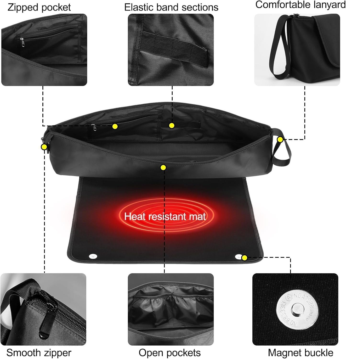 Colorcoral 2 in 1 Hair Tools Travel Case with Heat Resistant Mat - Extra Long Neoprene Bag for Flat Iron, Hair Straightener, and Hot Styling Tools image number 3