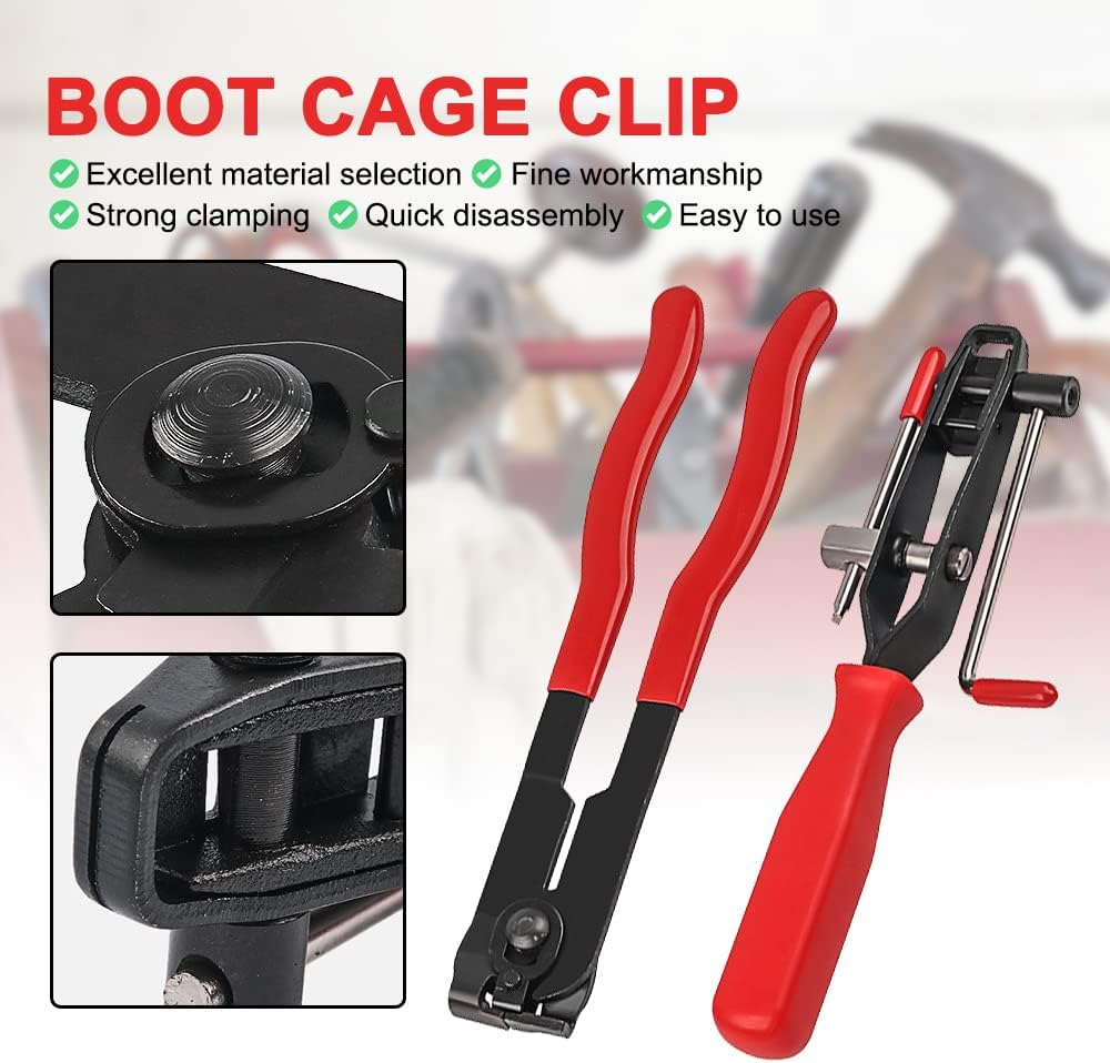 2PCS CV Joint Boot Clamp Pliers with 10PCS CV Boot Clamps Kit, Ear Boot Tie Plier, Car Band Tool Kit, Automotive Hose Axle Plier CV Clamp Tool CV Joint Banding Tools for Most Cars image number 6