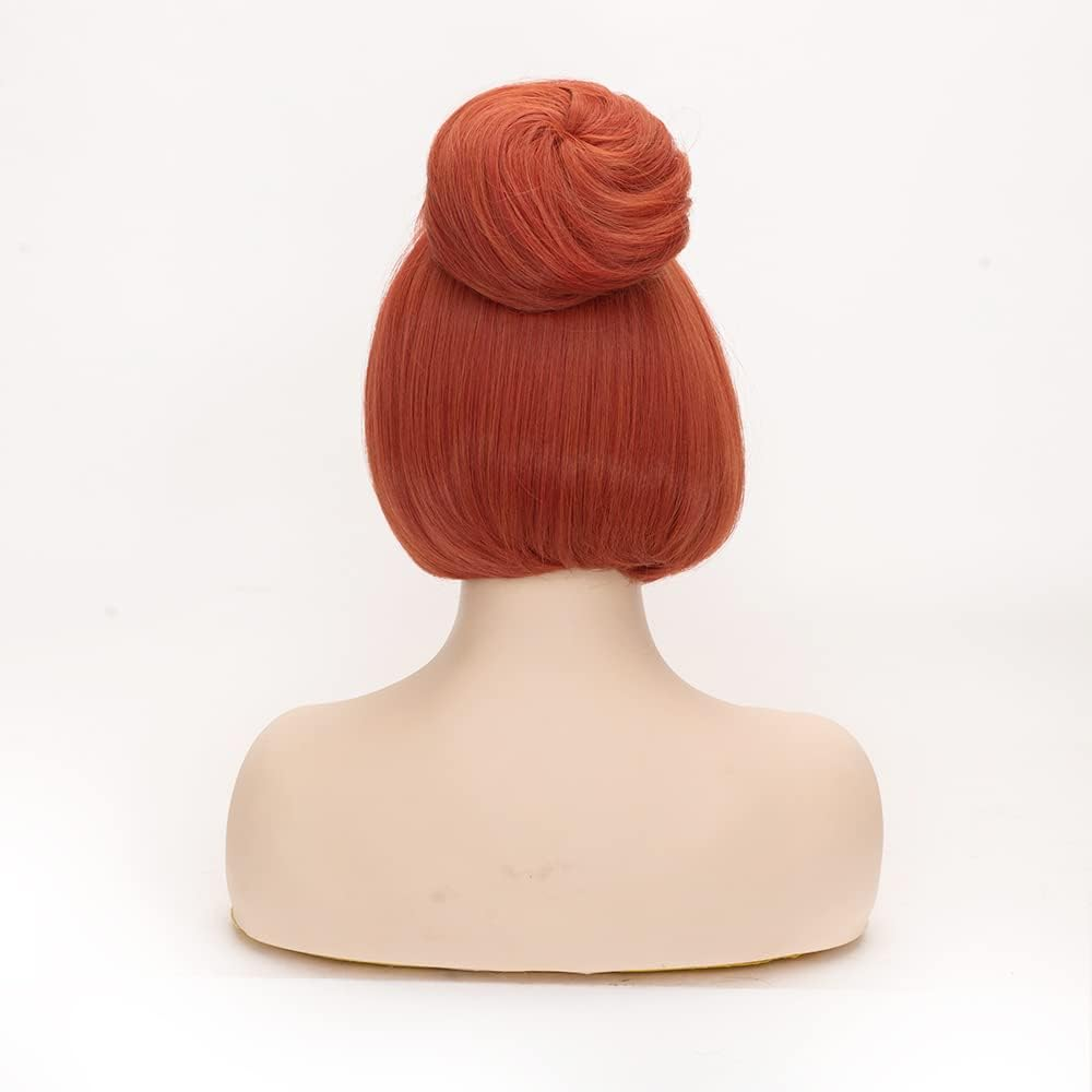 FVCENT 50S Women Wig | Wilma Flintstone Halloween Costume for Women,The Flintstones,60S Short Red Vintage Updo Halloween Costume Bun Party Wig (Red)