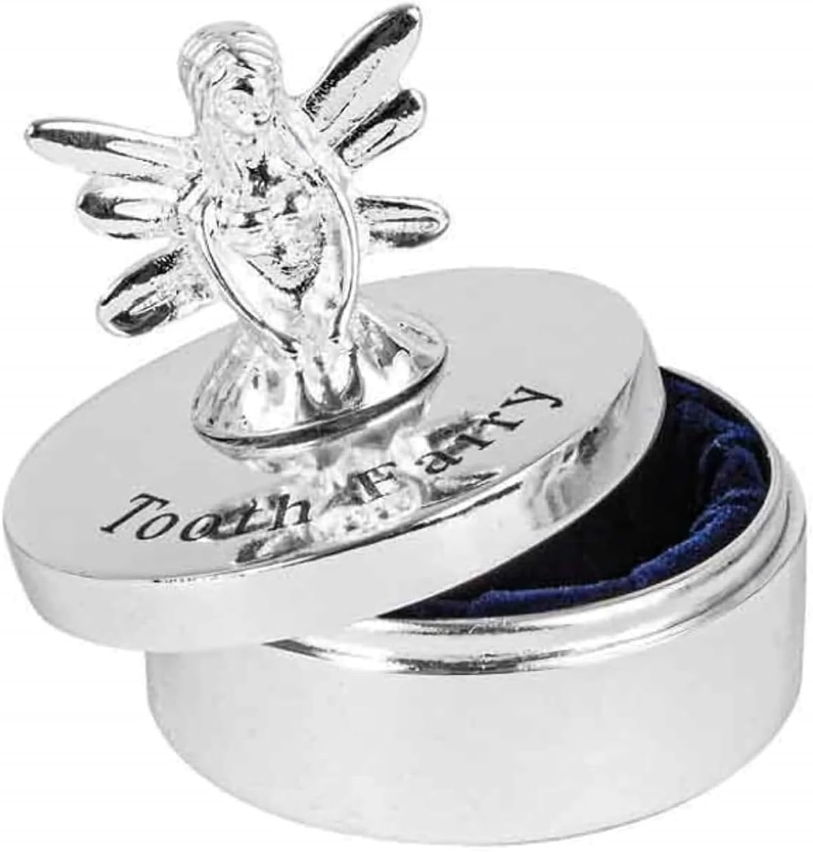 Landmark Silver Tooth Fairy Box Boy Girl Christening Gift Present Storage Box Elegant Compact 4Cm High