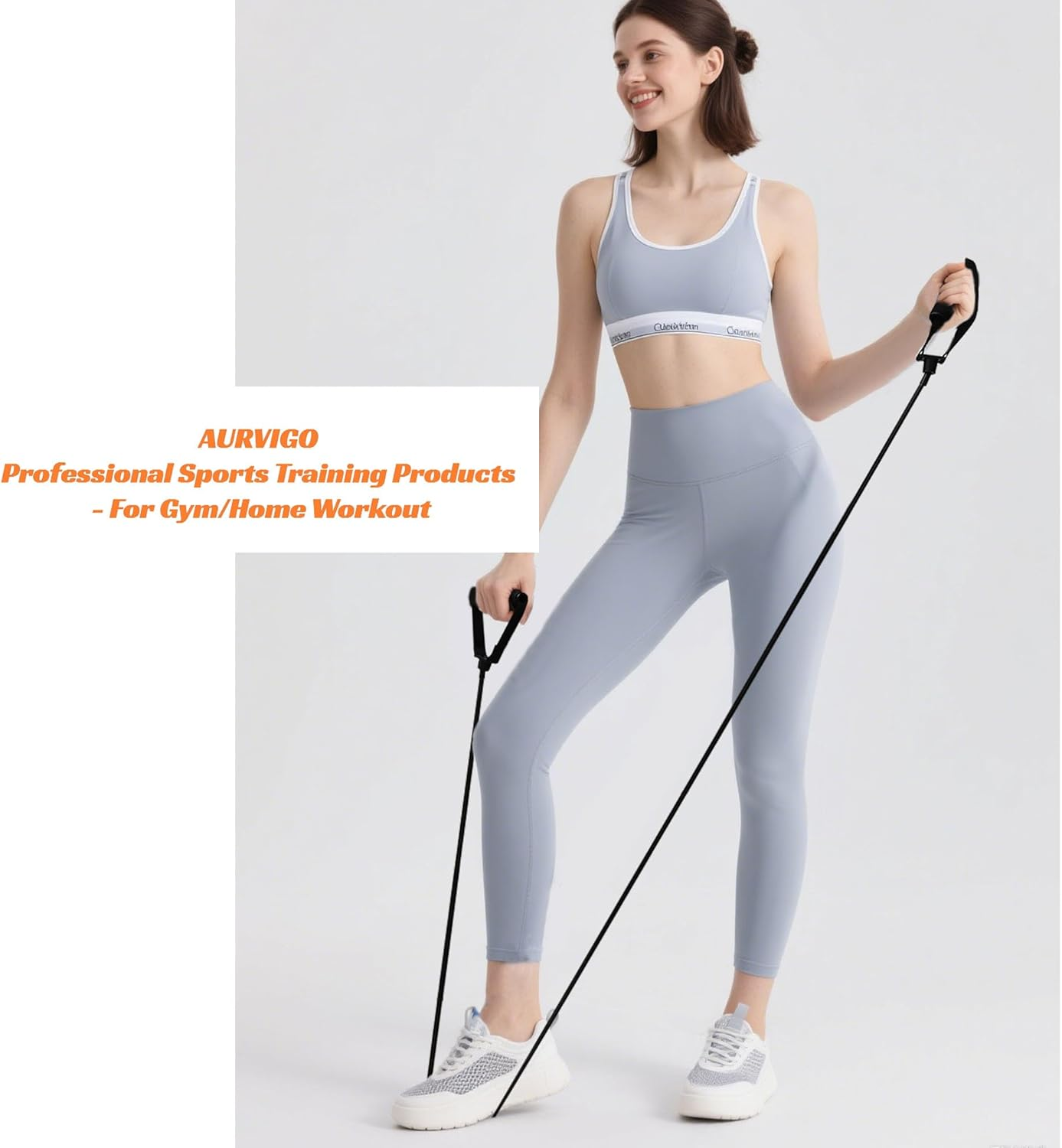 Resistance Bands with Handles, 3-Level Fitness Bands Set for Home Gym Workouts, Physical Therapy, Strength Training for Women & Men, Includes Door Anchor - Beignner(10-15-25Lb) image number 6