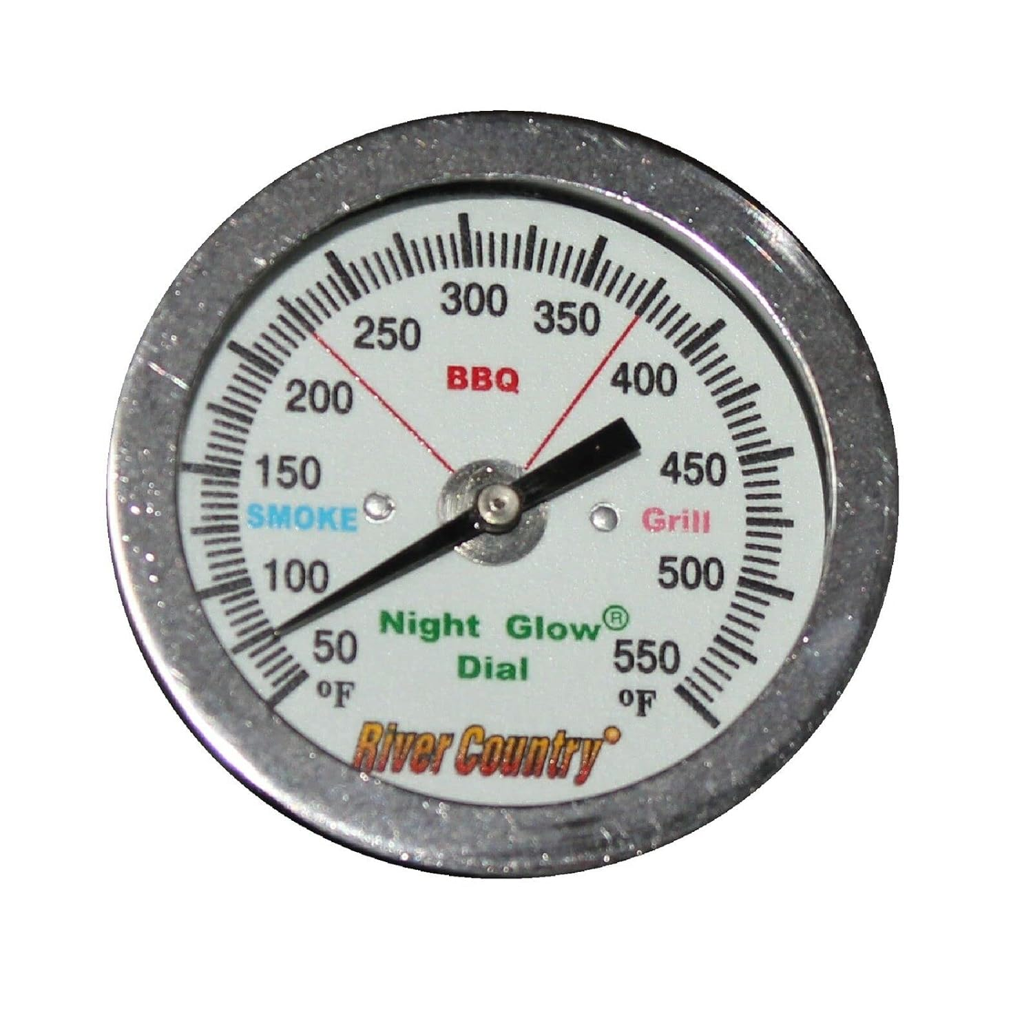 River Country 2" Night Glow' Glow in the Dark Adjustable BBQ Grill, Smoker & Pit Thermometer Temperature Gauge (50-550)