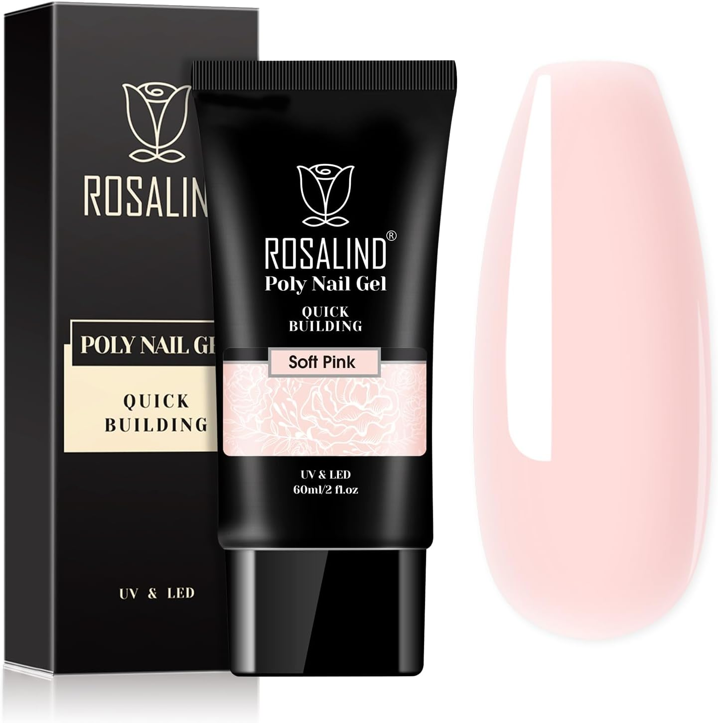 ROSALIND2 Oz Clear Poly Nail Gel, Poly Extension Gel Nail Art Acrylic Extension, Clear Poly Nail Gel Tube Extension Spring Gel Nail Builder for Women as Easter Clear Poly Nail Gel