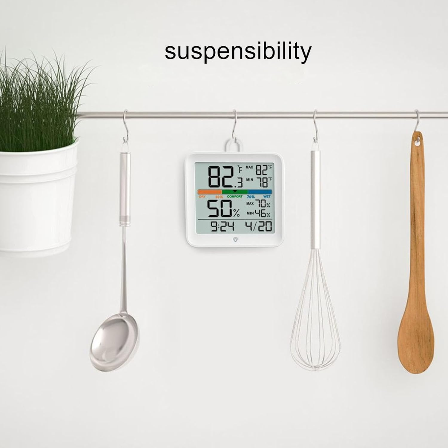 Temperature Humidity Monitor Indoor Temperature Humidity LCD Thermometer Hygrometer Real Time Monitoring Indoor Outdoor Use