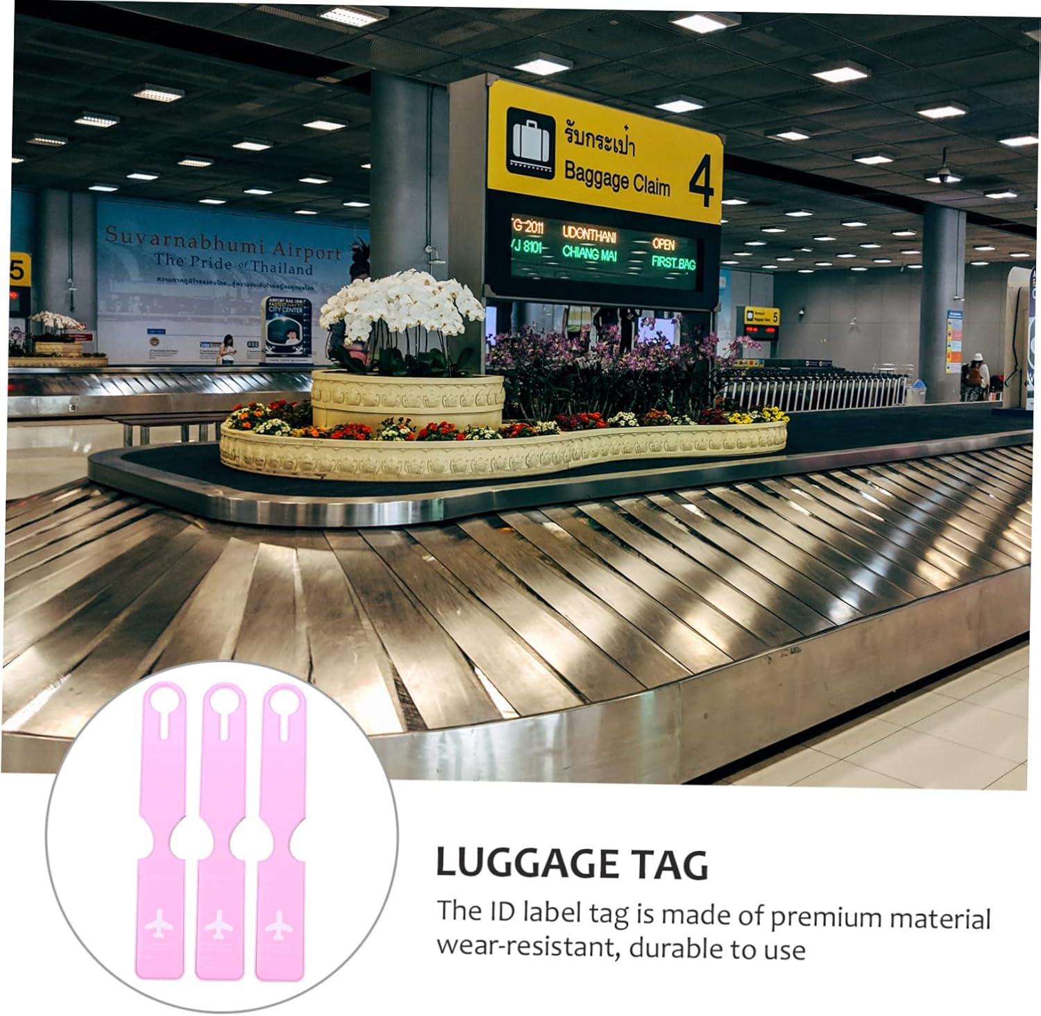 MOKKHNB 3Pcs Travel Suitcase Tags PVC Luggage Name Labels with Durable Clasp Identification Tags for Easy Baggage Recognition and Reusable Travel Accessories image number 3