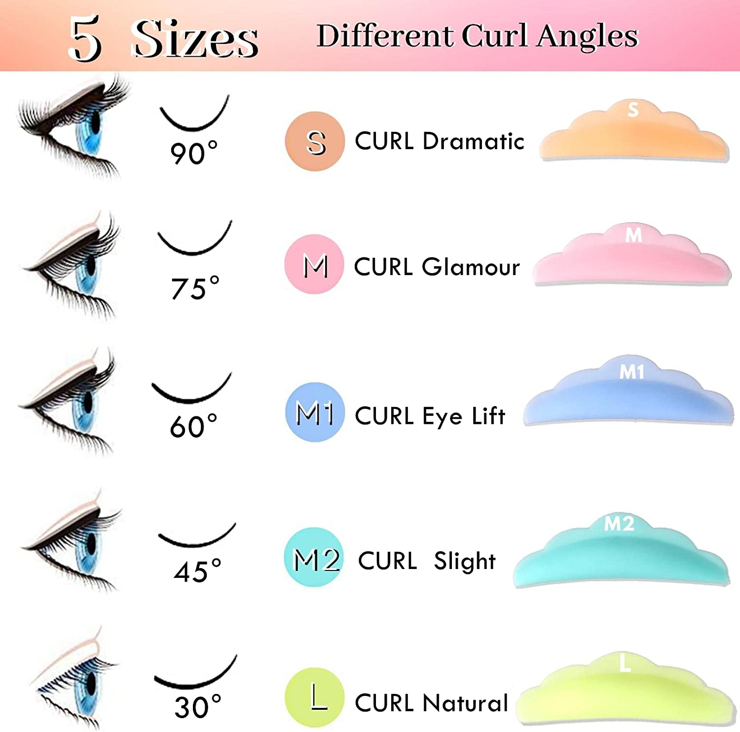 Liber Beauty Lash Lift Pads,Diy Eyelash Lift Pads,Eyealsh Perm Rods,Lash Lifting at Home 10 Pcs Eyelash Curler Pads 5 Size SMM1M2L Reusable Soft Silicone Shields (Colorful-Lift Pads(5Pair)) image number 4