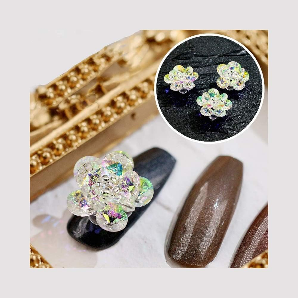 HANGQINGHENG Nail Art Shiny Crystal Flower 3D High Translucent Nail Jewelry Nail Zircon Snowflake Decoration image number 5