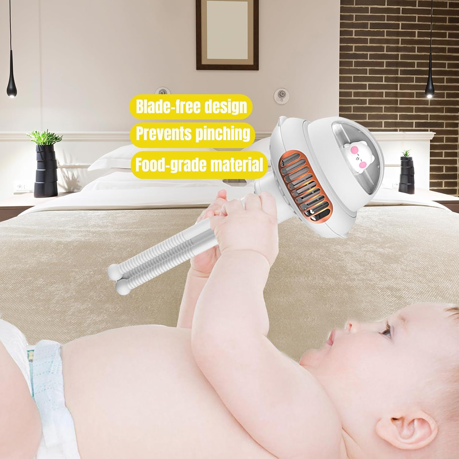 Cute Cat Portable Pram Fan, 4 Speed Baby Stroller Fan, 360&deg; Rotate,Flexible Tripod Fan with Night Light and Mosquito Repellent, 4000Mah Rechargeable Quiet Fan for Crib,Desk, Car Seat, Hand, Travel image number 1