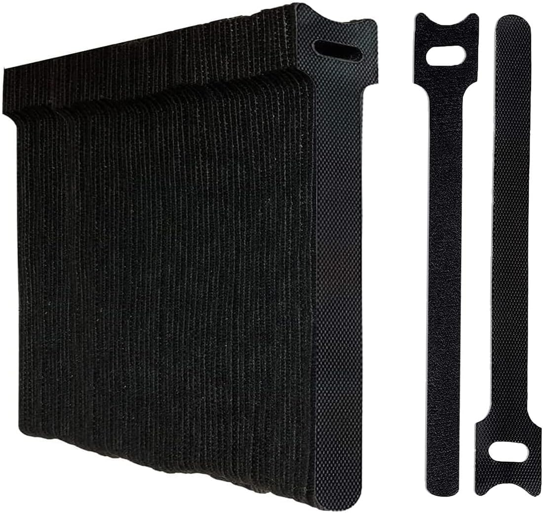 (100Pack- 8Inch) Longer Reusable Cable Ties|Cable Ties|Cable Management|Cable Tie|H HOME-MART Cable Straps Adjustable Tidy Wrap Hook and Loop Strong Fastening Organizer Cord/Cable Organiser image number 1