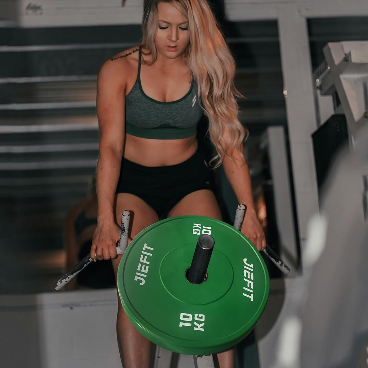 Olympic Bumper Barbell Weight Plates Rubber Bumper Plates ,50Mm Hole Steel Hub Bumper Plates Durable Weightlifting Plate for Bodybuilding, Strength Training, Weightlifting, Crossfit Fitness Gym Equipment image number 2