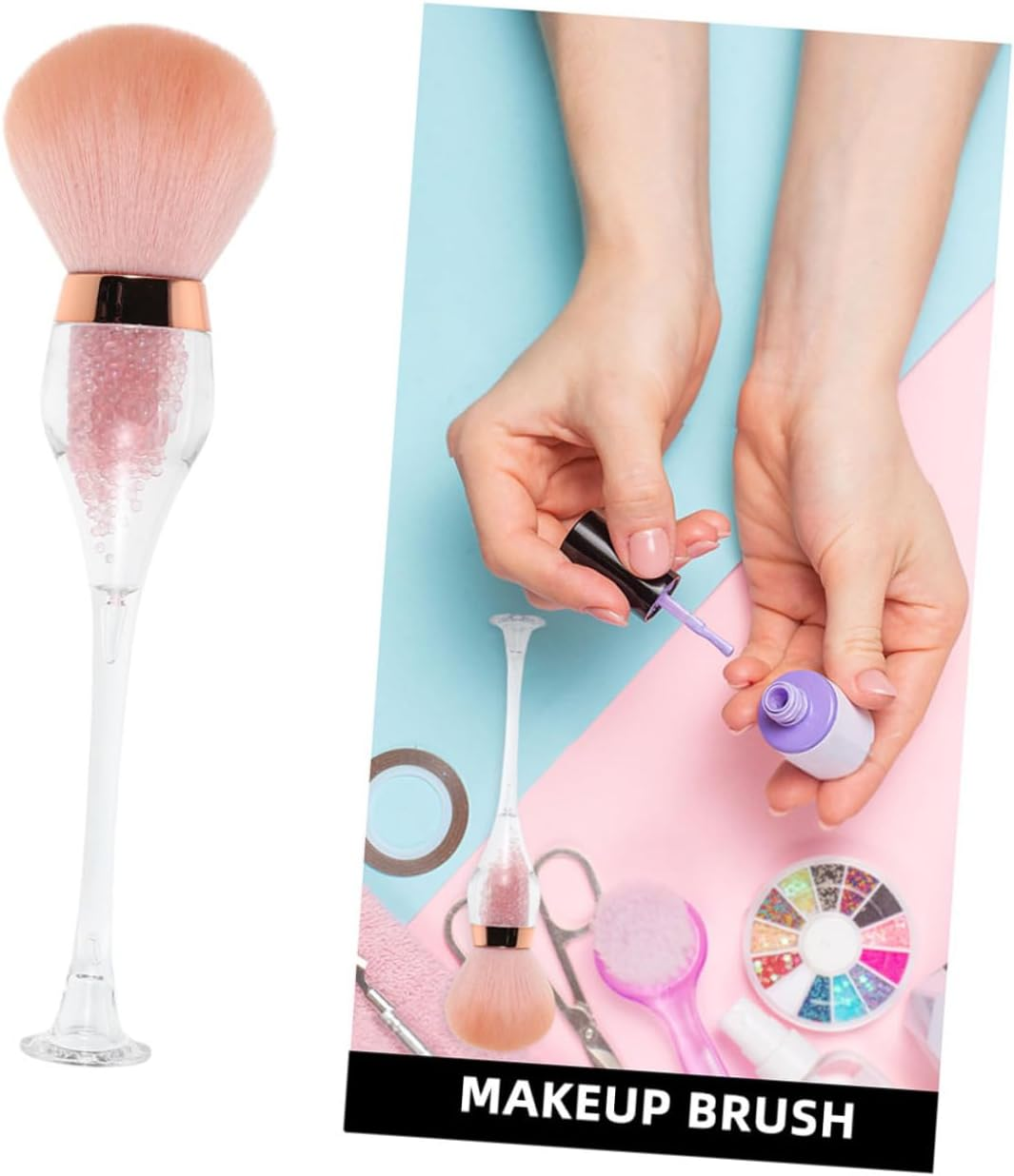 DECORNIJIA 2Pcs Nail Dust Cleaning Brush Soft Bristles Manicure Tool Unique Wine Shape Design for Dust Removal Salon Nail Art Brush image number 2