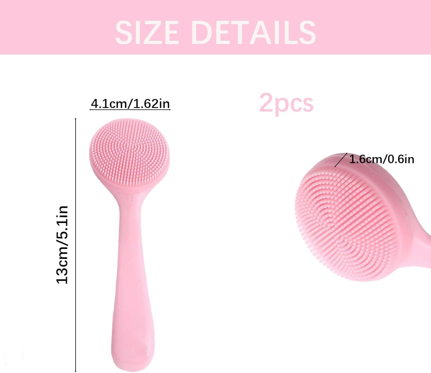 Silicone Face Brush,2Pack Manual Face Wash Brush Soft Waterproof Exfoliating Scrubber for Blackheads Makeup Residue Removal Skin Friendly image number 2
