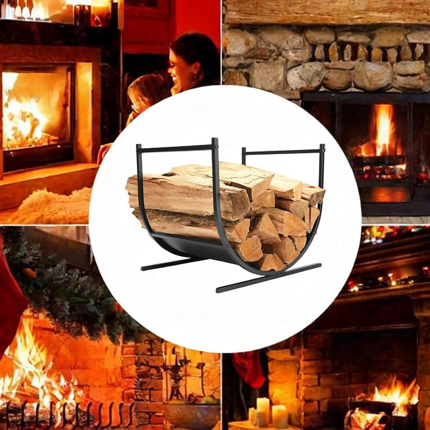 Firewood Rack Firewood Log Rack Metal Firewood Storage Bracket Indoor image number 5
