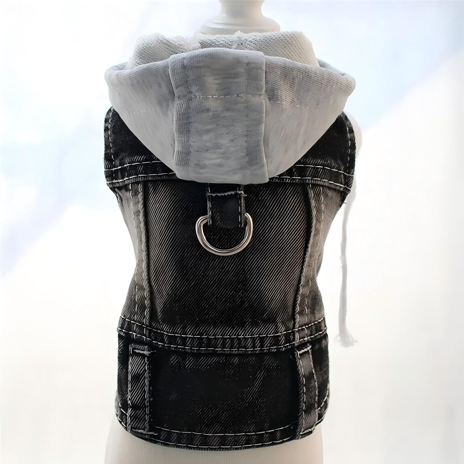 Puppy Clothes for Small Dogs Boy,Classic Western Denim Dog Coat,Dog Jeans Jacket with Leash D-Ring,Pet Cat Costumes,Cooling Harness Vest for Walking (Blue, X-Small)