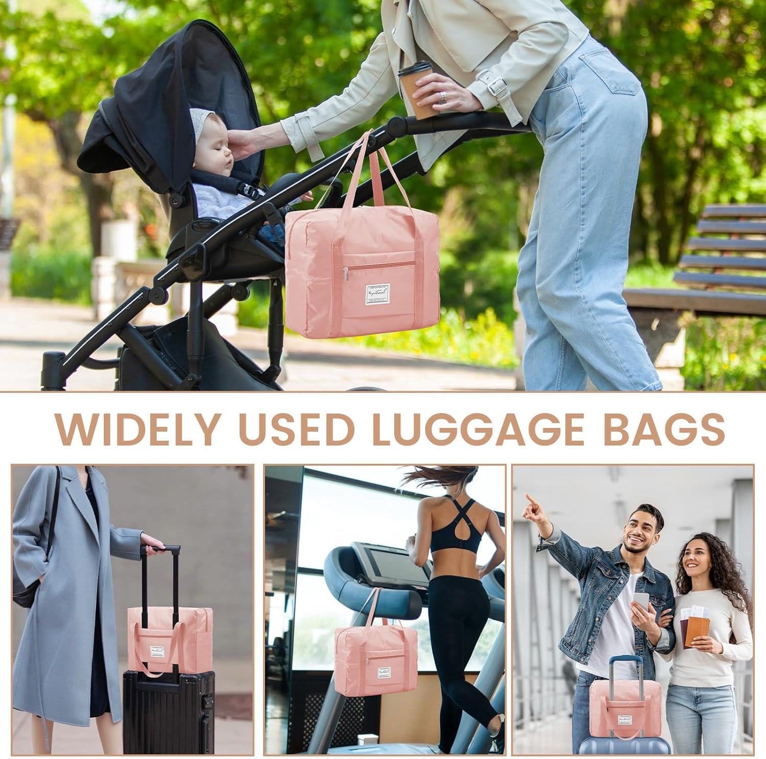 ZFLYCANP Travel Duffle Bag, Waterproof Lightweight Oxford Cloth Dry Wet Separation Design, Foldable Travel Duffel Bag for Indoor Outdoor Sport (Pink) image number 4