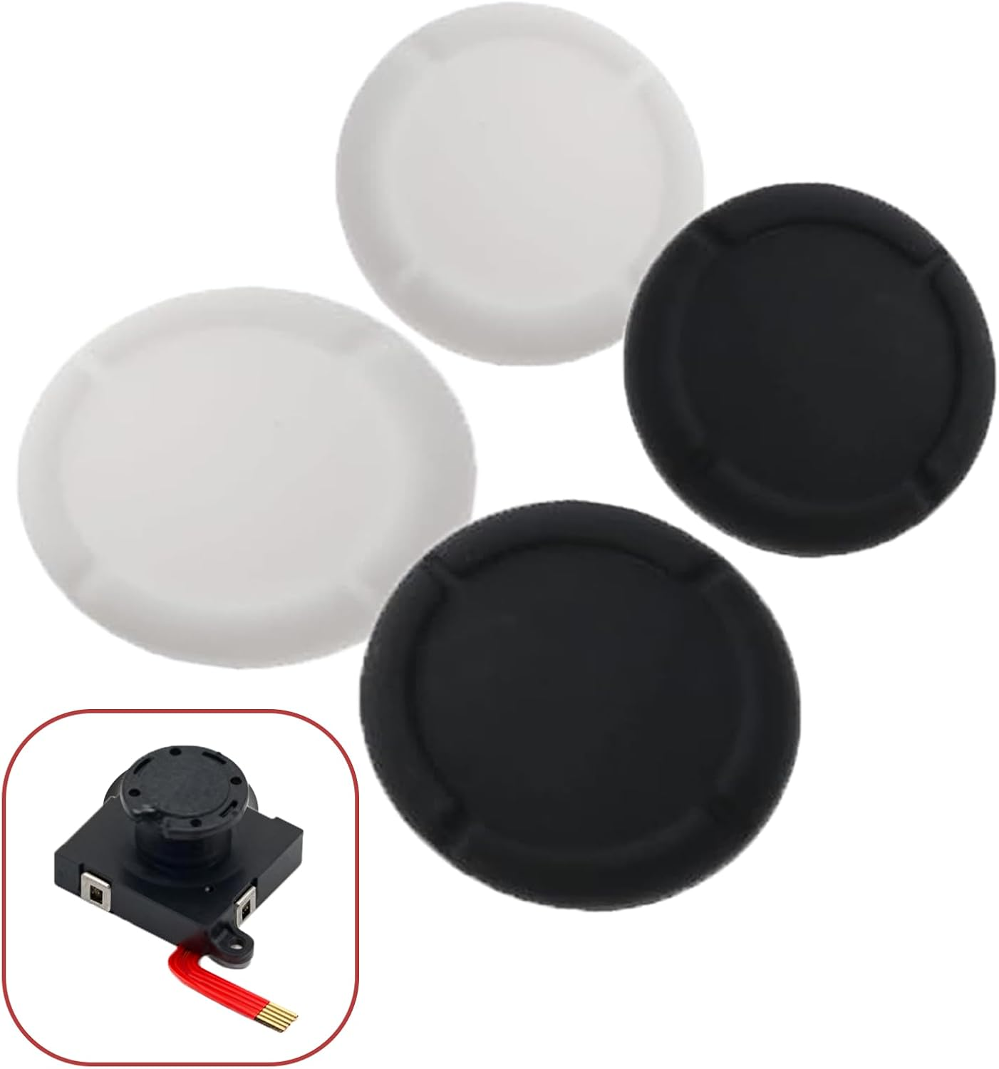 ONBPIY Thumb Grip Replacement Soft Silicone Analog Joystick Caps 2 Pairs for Nintendo Switch Joy-Con Comfortable Anti-Slip Black White for Switch Lite image number 5