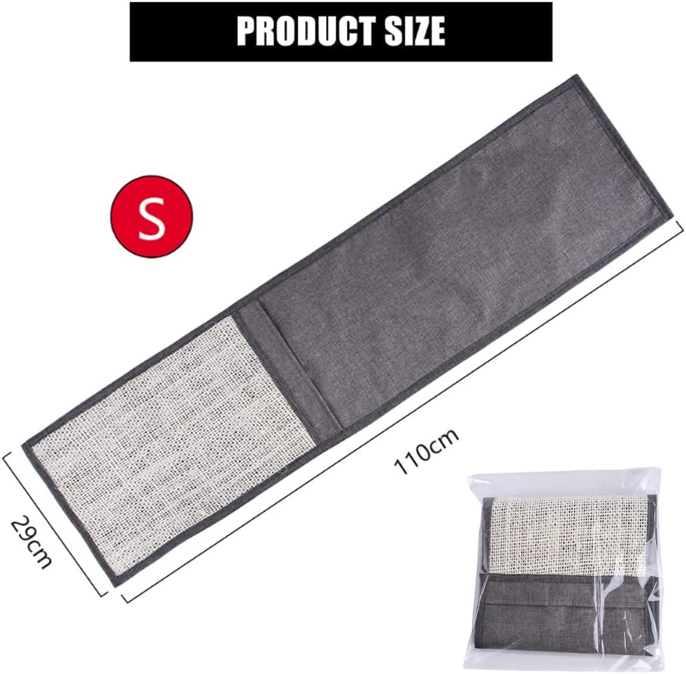 Sisal Cat Scratching Mat, 1 Piece Couch Cat Scratching Mat, Cat Scratching Board with 2 Compartments for Protects Carpets, Furniture and Sofas, Grey (S) image number 4