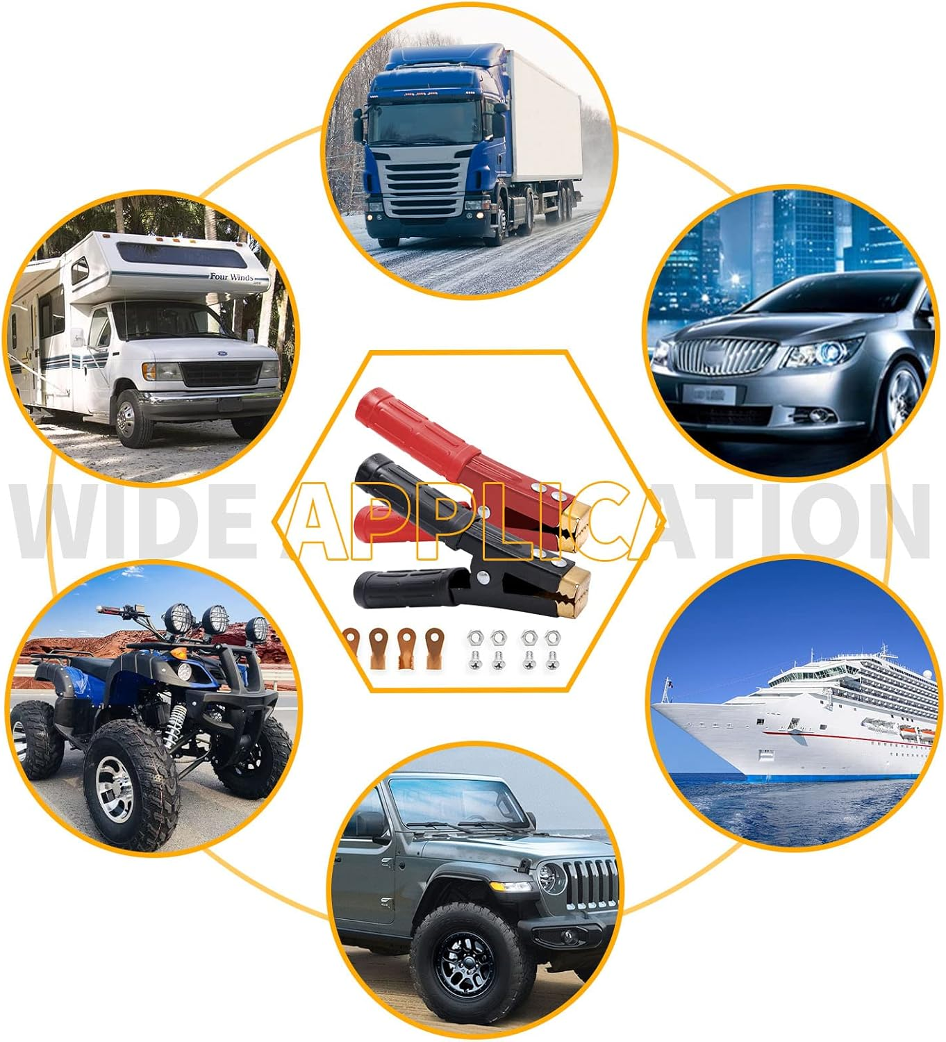 Saihisday 1000A Battery Jumper Cable Clamps, Heavy Duty Car Battery Clamps Pure Copper, Battery Alligator Clamps for Jump Starter Cables 4PCS image number 6