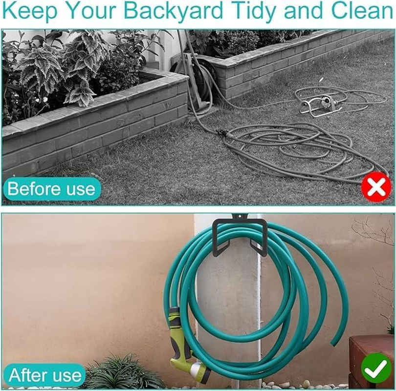 2Pack Heavy Duty Metal Garden Hose Holder Wall Mount - Durable Water Hose Reel with Hooks for Garage, Outdoor Use - Holds up to 150Ft image number 4