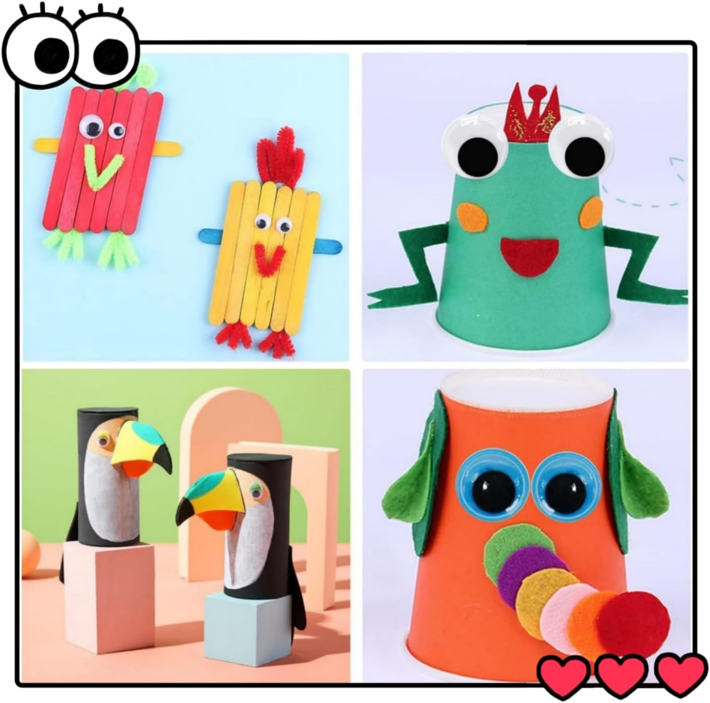 1500Pcs Googly Eyes Self Adhesive for Crafts, Craft Sticker Wiggle Eyes with Multi Colored and Sizes for DIY image number 5