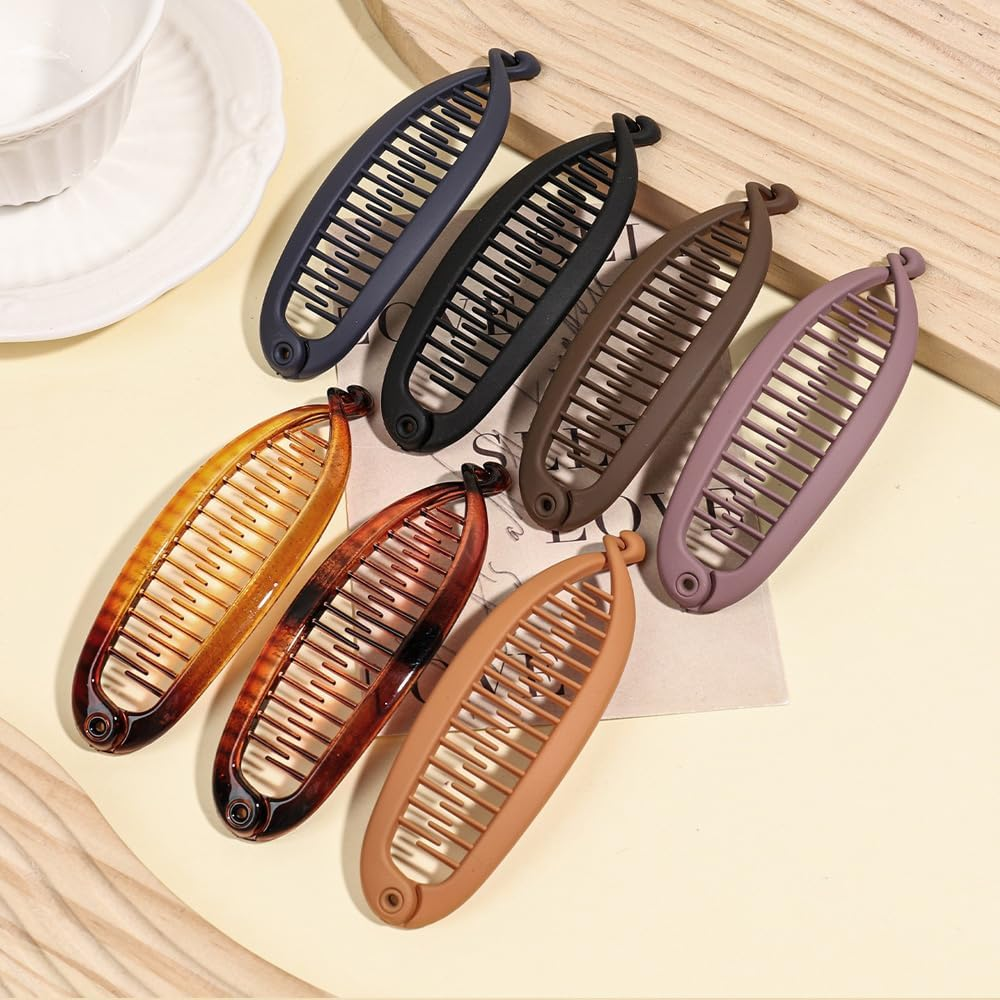 XFSRG Pack of 7 Women'S Oval Banana Comb Twist Clip Pluggable Hair Clips Simple and Refined Elegant Hair Accessories