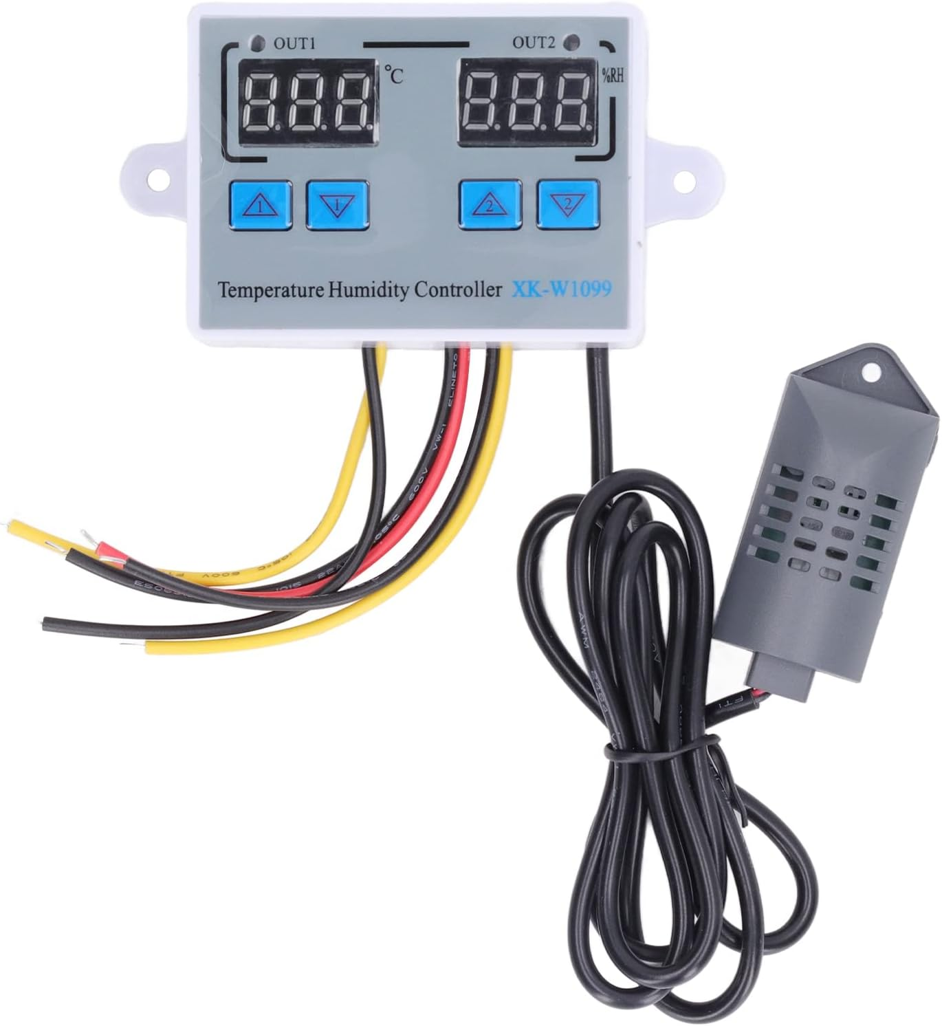 Industrial Digital Thermostat Switch with Dual Display Window, Heating Cooling Function, Ideal for Greenhouse Control, PC/ABS Fireproof Material