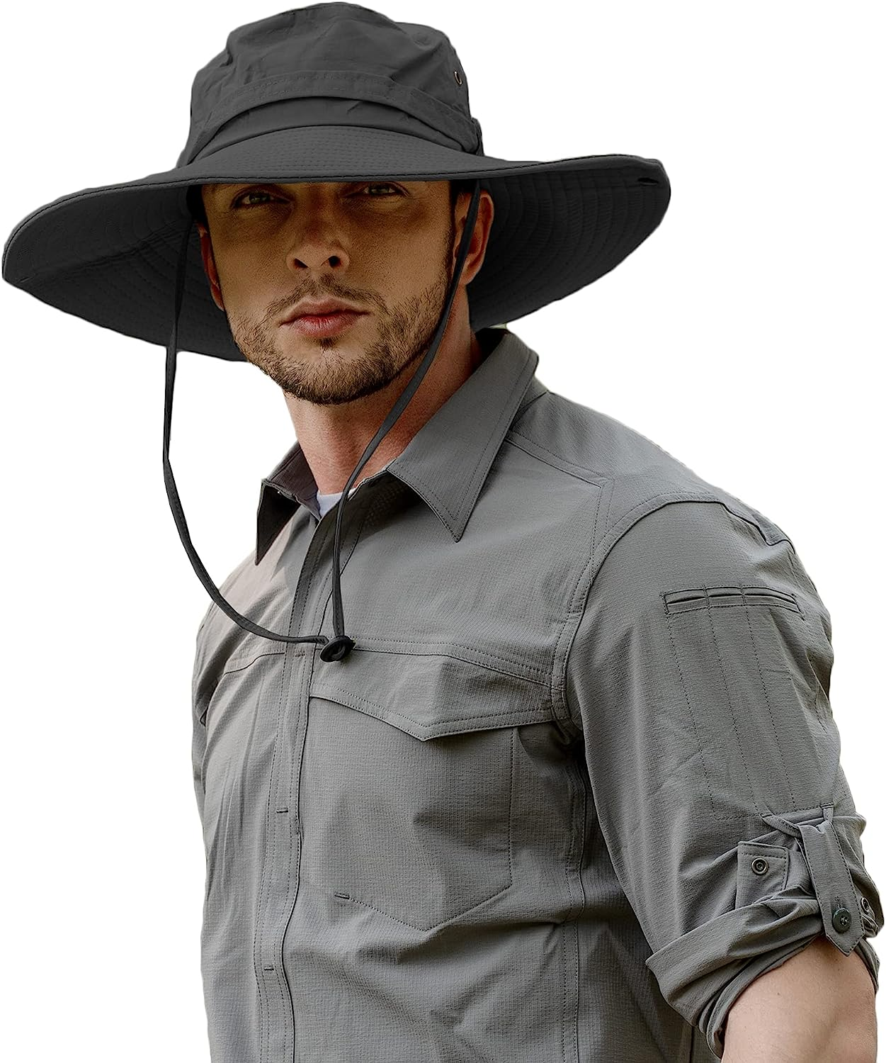 ZLYC Outdoor Extra Wide Brim Sun Hat for Men and Women Waterproof Bucket Boonie Hat