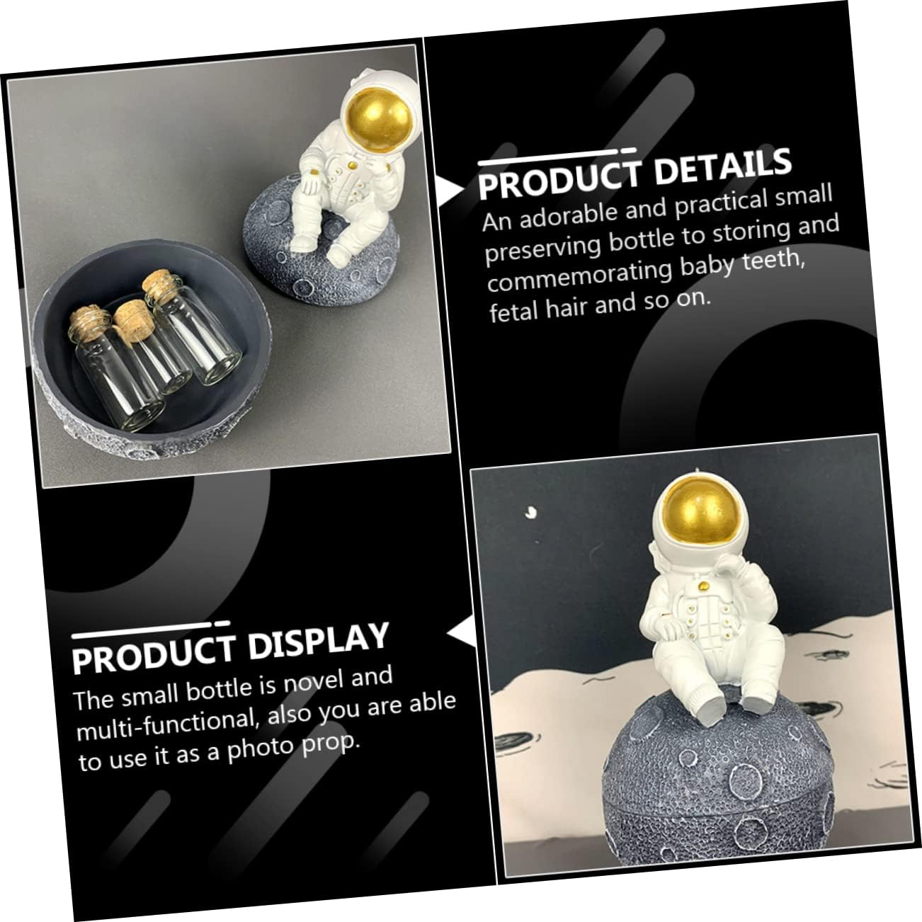 Keepsake for Newborn Fetal Hair Teeth Storage Bottle Portable Resin Decorative Box image number 6