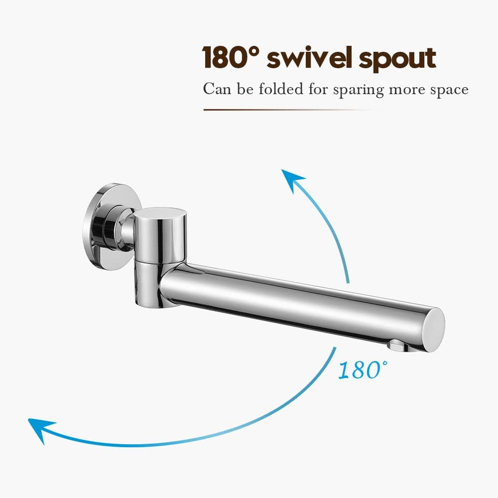 Decaura Bathroom Wall Sink Tap Set Basin Bath Swivel Spout Vanity Spa Bathtub Water Outlet with 1/4 Turn Twin Tap Faucet Brass (Chrome)