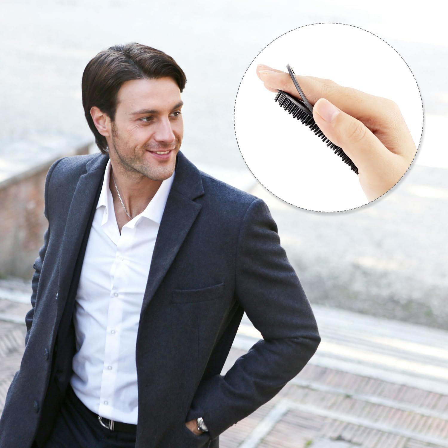 Pocket Palm Combs, Massager Hair Brush Comb Palm Combs for Men Beard Brush, Black Pocket Brush (10 Pcs Palm Type) - 10 Pcs Palm Type image number 5