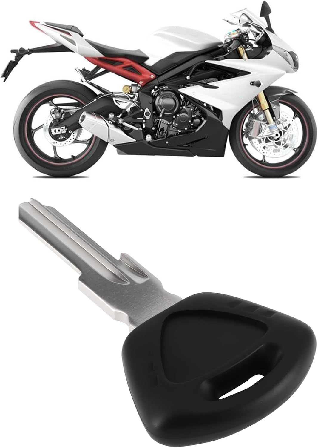 Briny River Motorcycle Uncut Blank Key Compatible with Triumph Daytona 675 2006-2020 Compatible with Daytona 675 R 2006-2020 image number 4