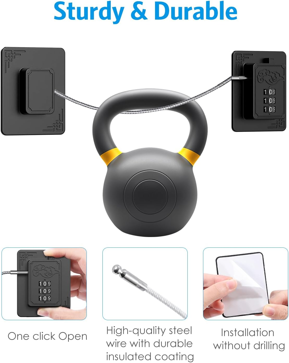 AMIR 2 Pack Password Refrigerator Lock for Children, No Installation Child Safety Cabinet Locks with with Strong Adhesive for Door File Drawer Cabinet Cupboard Windows image number 2