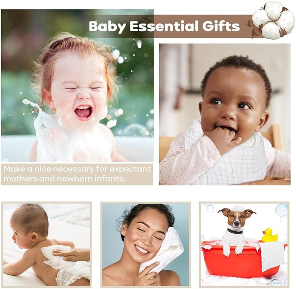 100% Cotton Baby Burp Cloths - 10 Piece Pack of Soft Newborn Face Towels, Absorbent Baby Wipes, Wearable Cotton Drool Towels. Reusable Cotton Baby Burp Cloths image number 3